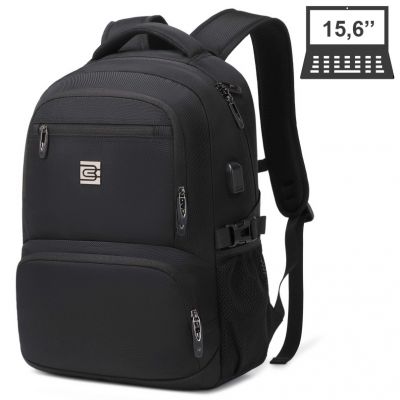  Рюкзак міський BRUNO CAVALLI BC-18575 з USB-портом для ноутбука 15.6" - 26л, чорний