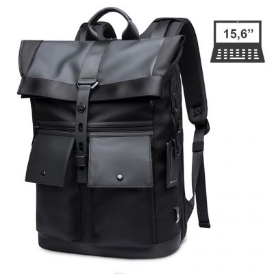 Рюкзак Bange BG65 чорний (Rolltop, 25 л, антидощовий, міський стиль)