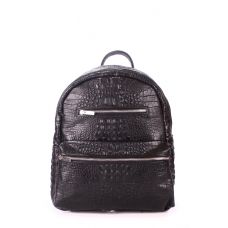 Рюкзак жіночий шкіряний POOLPARTY Mini mini-bckpck-leather-croco-black чорний