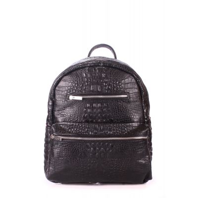Рюкзак жіночий шкіряний POOLPARTY Mini mini-bckpck-leather-croco-black чорний