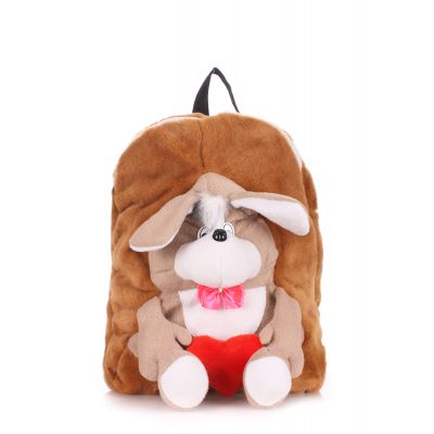 Дитячий рюкзак POOLPARTY з собакою kiddy-backpack-dog-коричневий brown