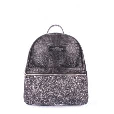 Рюкзак жіночий шкіряний POOLPARTY Mini mini-bckpck-croco-glitter чорний