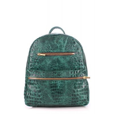 Рюкзак женский кожаный POOLPARTY Mini mini-bckpck-leather-croco-green зеленый