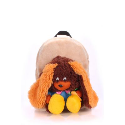 Дитячий рюкзак POOLPARTY з зайцем kiddy-backpack-rabbit-brown бежевий