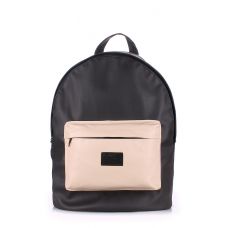 Рюкзак жіночий POOLPARTY backpack-pu-black-beige чорний