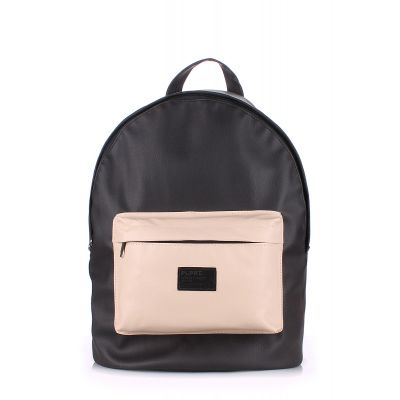 Рюкзак жіночий POOLPARTY backpack-pu-black-beige чорний