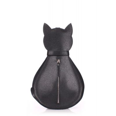 Рюкзак жіночий POOLPARTY Cat leather-cat-backpack чорний
