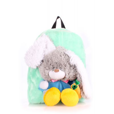 Дитячий рюкзак POOLPARTY з зайцем kiddy-backpack-rabbit-green зелений
