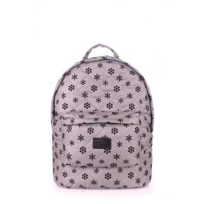 Рюкзак стьобаний POOLPARTY backpack-snowflakes-grey сірий