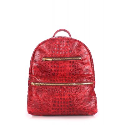 Рюкзак жіночий шкіряний POOLPARTY Mini mini-bckpck-leather-croco-red червоний