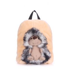 Дитячий рюкзак POOLPARTY з їжачком kiddy-backpack-hedge-grey бежевий