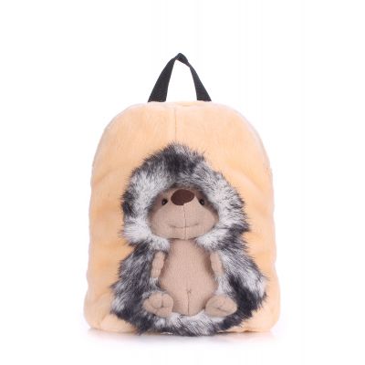 Дитячий рюкзак POOLPARTY з їжачком kiddy-backpack-hedge-grey бежевий