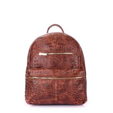 Рюкзак жіночий шкіряний POOLPARTY Mini mini-bckpck-leather-croco-коричневий brown
