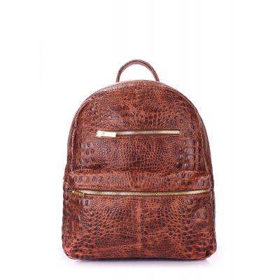 Рюкзак жіночий шкіряний POOLPARTY Mini mini-bckpck-leather-croco-коричневий brown