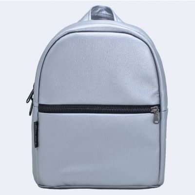 Срібний шкіряний рюкзак small TWINSSTORE Р58
