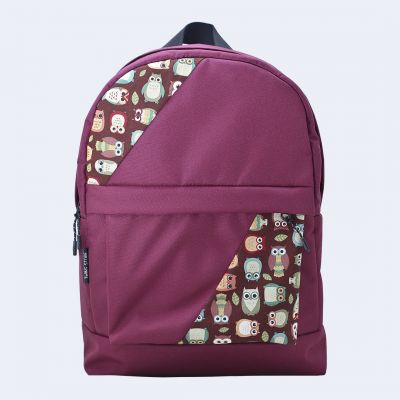 Бордовий рюкзак з совами mini TWINSSTORE Р14