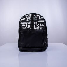 Чорний рюкзак з білим орнаментом TWINSSTORE Р19