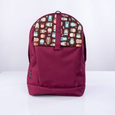 Бордовий рюкзак з совами TWINSSTORE Р9