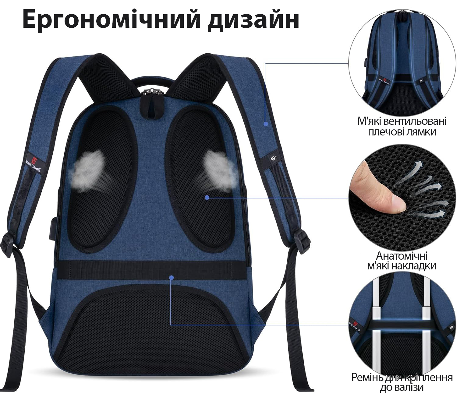Ергономіка рюкзака Bruno Cavalli BC-18504