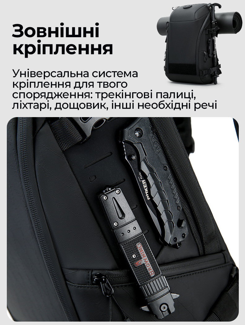 Зовнішні кріплення в рюкзаку BANGE FW226